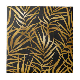 Carreau Elégante Parties scintillant d'or Feuilles Motif n