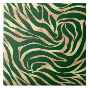 Carreau Elégante Parties scintillant or Zebra Green Poster