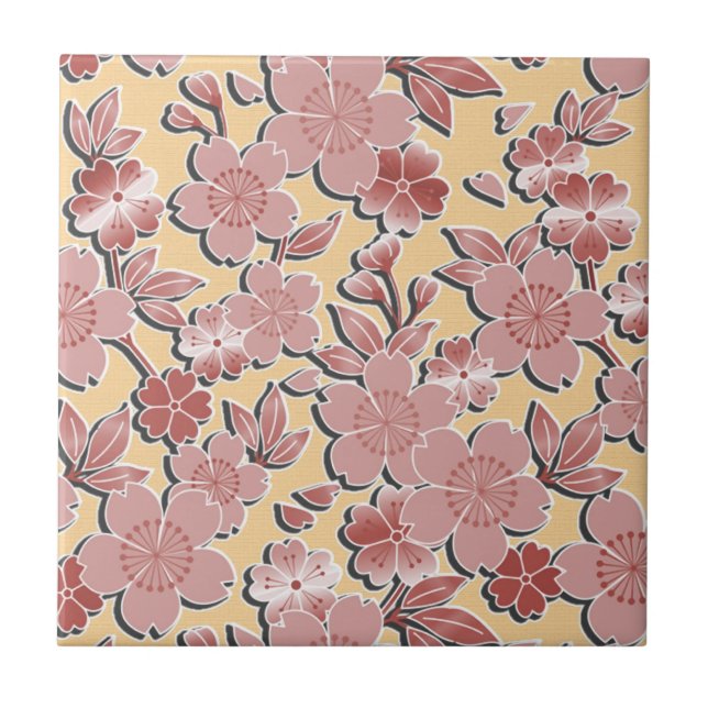 Carreau Élégantes fleurs de cerisiers (Devant)