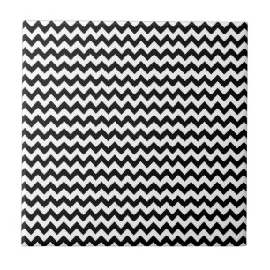 Carreau élégantes rayures de chevron noir et blanc
