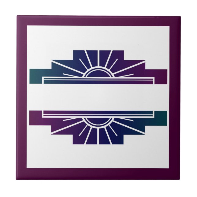 Carreau Elément soleil Art déco en couleurs sombres (Devant)