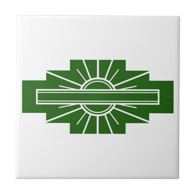 Carreau Elément soleil Art déco en vert foncé (Devant)