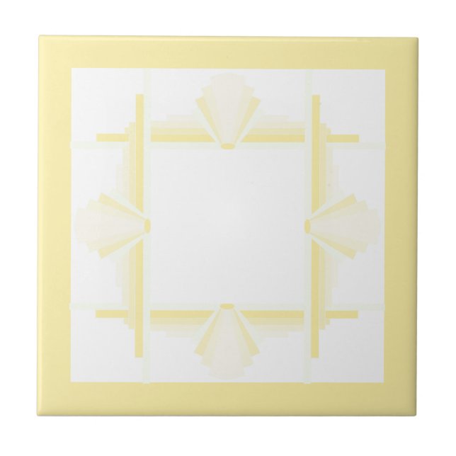 Carreau Éléments Art déco dans le jaune et le crème (Devant)