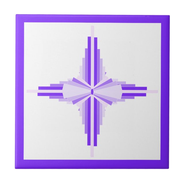 Carreau Éléments Art déco dans les violets profonds et cla (Devant)