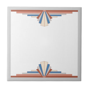 Carreau Éléments Art déco en or rose, marron et bleu