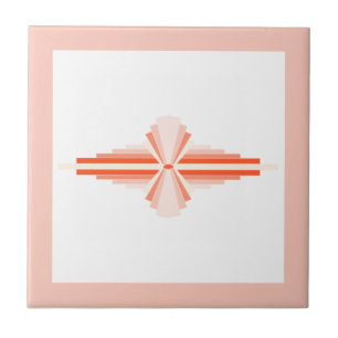 Carreau Éléments Art déco en orange et pêche