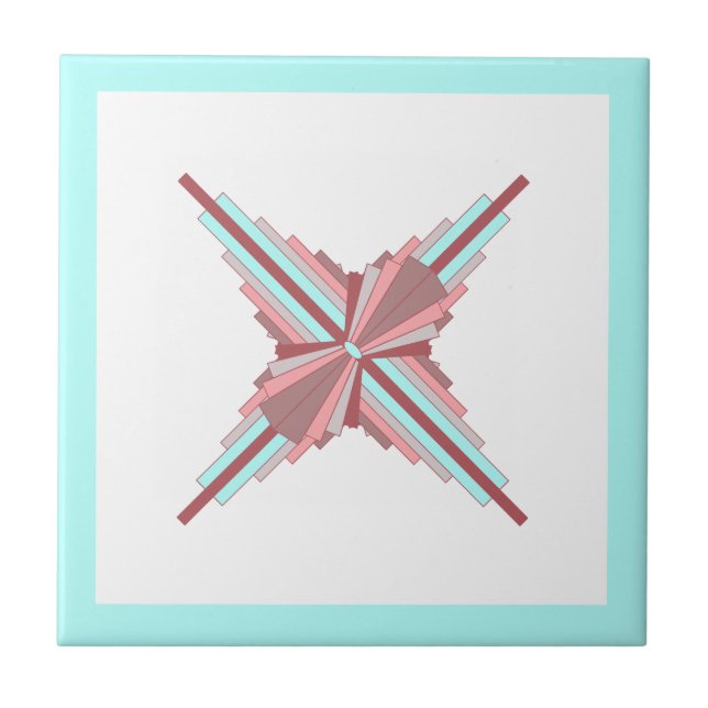 Carreau Éléments Art déco en rose foncé & bleu (Devant)