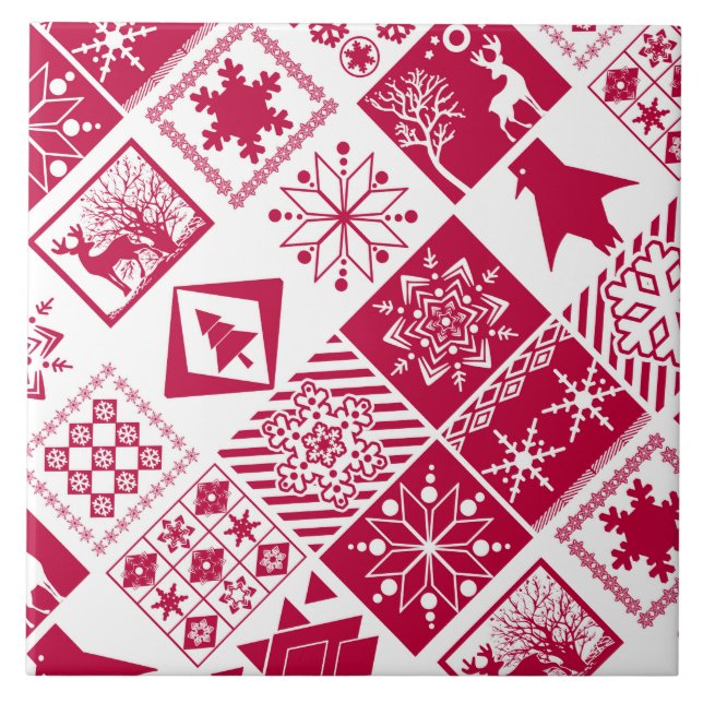 Carreau Eléments de Noël sans couture flocon géométrique (Devant)
