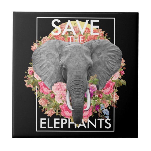 Carreau éléphant à fleurs Carrelage de céramique (Devant)