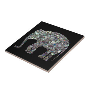 Carreau Éléphant argenté coloré scintillant de mosaïque de