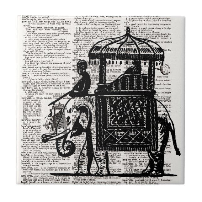 Carreau Elephant avec Howdah Dictionary Art (Devant)