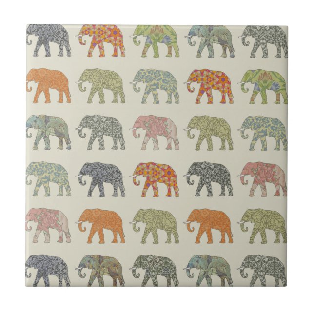 Carreau Eléphant Coloré Animal Motif contemporain (Devant)