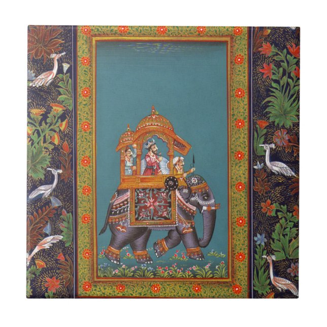 Carreau Éléphant de Perse de Persan de l'Islam de l'Inde (Devant)