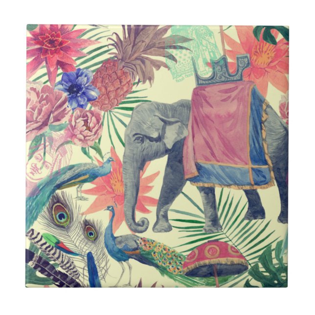 Carreau Eléphant Exotique Peacock Plutôt (Devant)