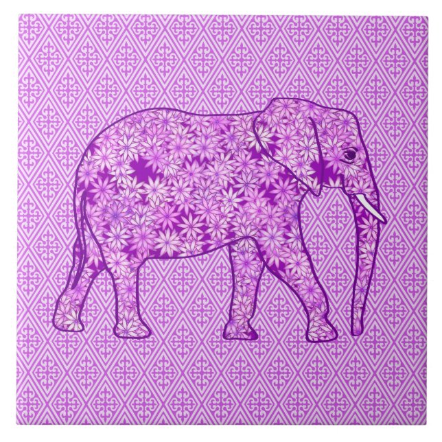 Carreau Eléphant fleur - améthyste violet (Devant)
