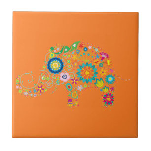 Carreau Éléphant fleuri