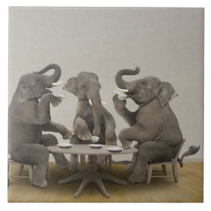 Carreau Éléphants ayant le thé