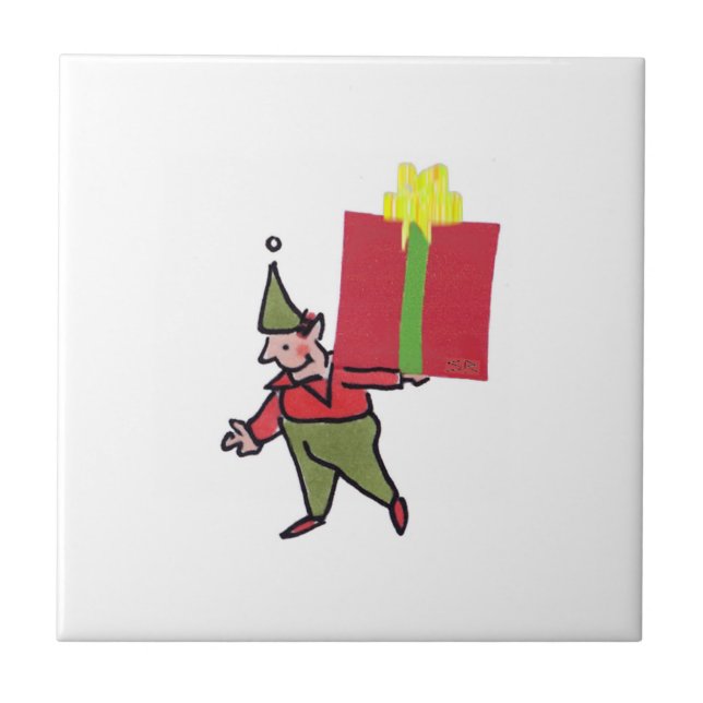 Carreau Elf avec boîte rouge blanc petite céramique carrea (Devant)