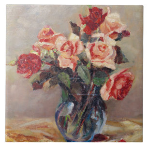 Carreau Elizabeth J. Grafin von Attems Stilllife avec Ros