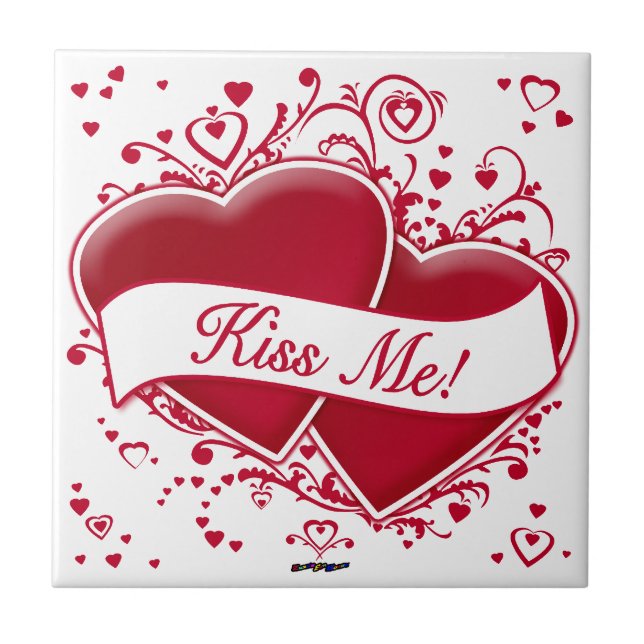 Carreau Embrasse-moi ! Cœurs rouges (Devant)