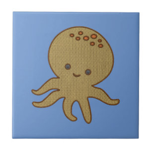 Carreau Embroderie de caricature octopus mignonne Imprimer