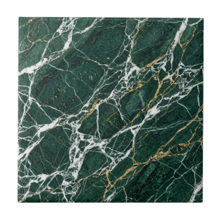 Carreau Emerald Green Marble Elegant Gold Veining Modern