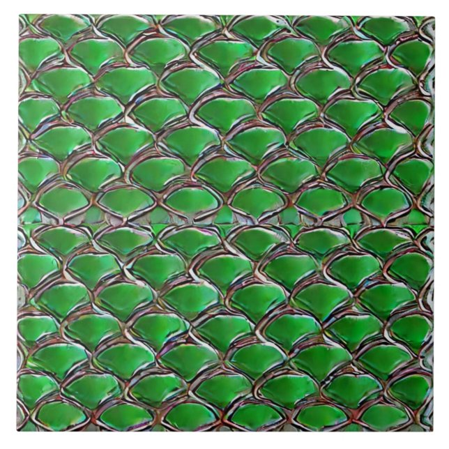 Carreau Emeraude couleur peau de dragon inspiré art (Devant)