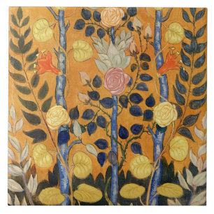 Carreau Emile Bernard peinture, Roses,