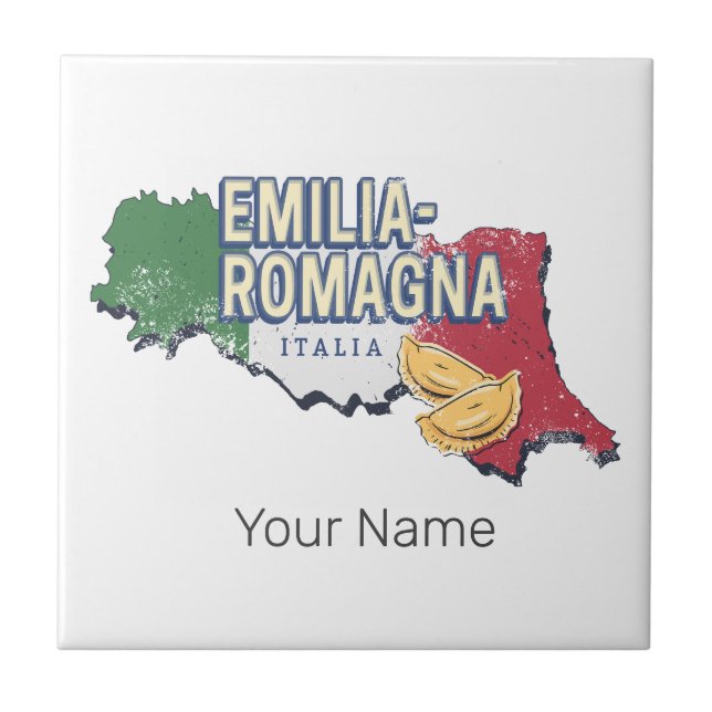 Carreau Émilie Romagne Drapeau Italie Retro Carte Région V (Devant)