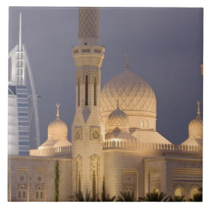 Carreau Émirats arabes unis, Dubaï. Mosquée au crépuscule