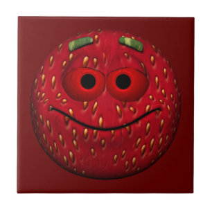 Carreau Emoticon de fraise drôle
