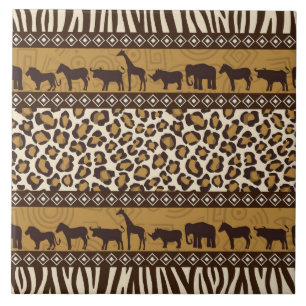 Carreau Empreinte de léopard et animaux africains