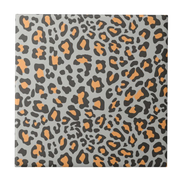 Carreau Empreinte de léopard noir, gris, orange (Devant)