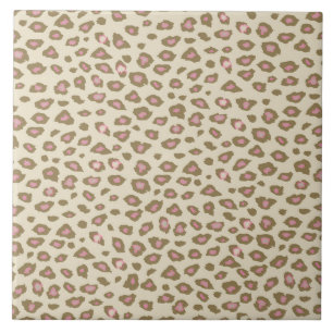 Carreau Empreinte de léopard rose crème