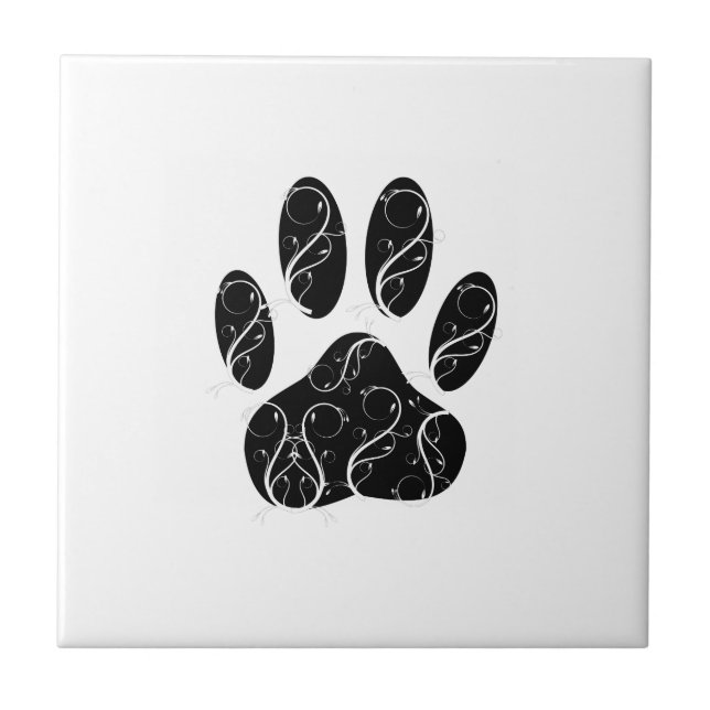 Carreau Empreinte de patte Chien Noir Avec Flouris Blanc (Devant)