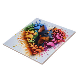 Carreau Empreinte de Patte Coloré pour Chiens Dobe
