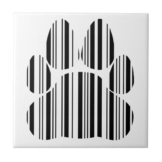 Carreau EMPREINTE DE PATTE DE CHAT Code-Barres Félin Motif (Devant)