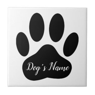 Carreau Empreinte de patte de chien avec nom modifiable