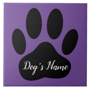 Carreau Empreinte de patte de chien avec nom personnalisé