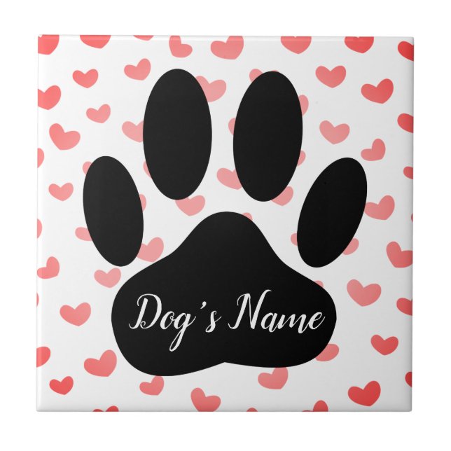 Carreau Empreinte de patte De Chien Avec Nom Personnalisé  (Devant)