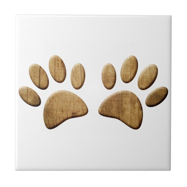 Carreau Empreinte de patte de chien de bois (Devant)