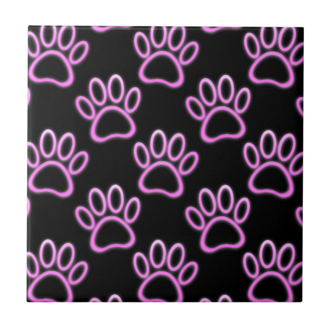 Carreau Empreinte de patte de chien de Néon rose (Devant)