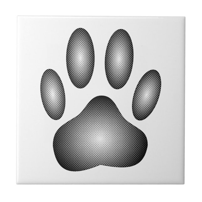 Carreau Empreinte de patte de chien en dégradé noir et bla (Devant)