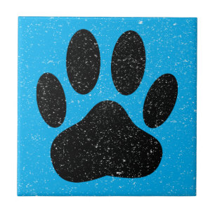 Carreau Empreinte de patte de chien en détresse Carré Bleu