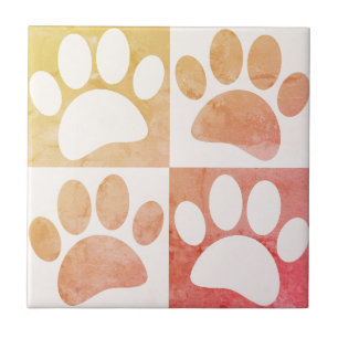 Carreau Empreinte de patte de chien en Motif Vintage Carré