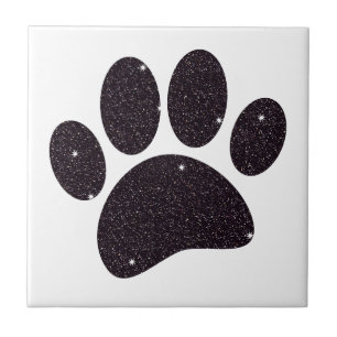 Carreau Empreinte de patte de chien en paillettes noires