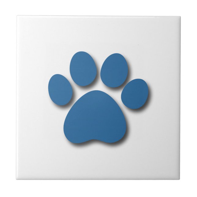 Carreau Empreinte de patte espiègle de chien pour le BLEU (Devant)