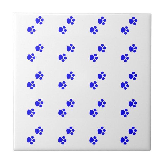 Carreau Empreinte de patte Motif Bleu Blanc Cute élégant C (Devant)