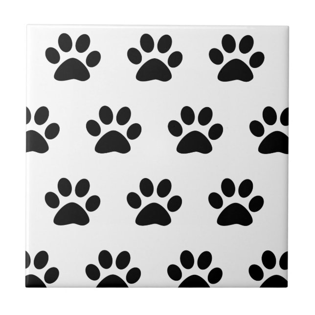 Carreau Empreinte de patte Motif noir blanc mignon élégant (Devant)