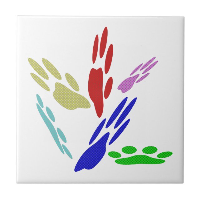 Carreau Empreintes de pattes de chiens avec Pois (Devant)